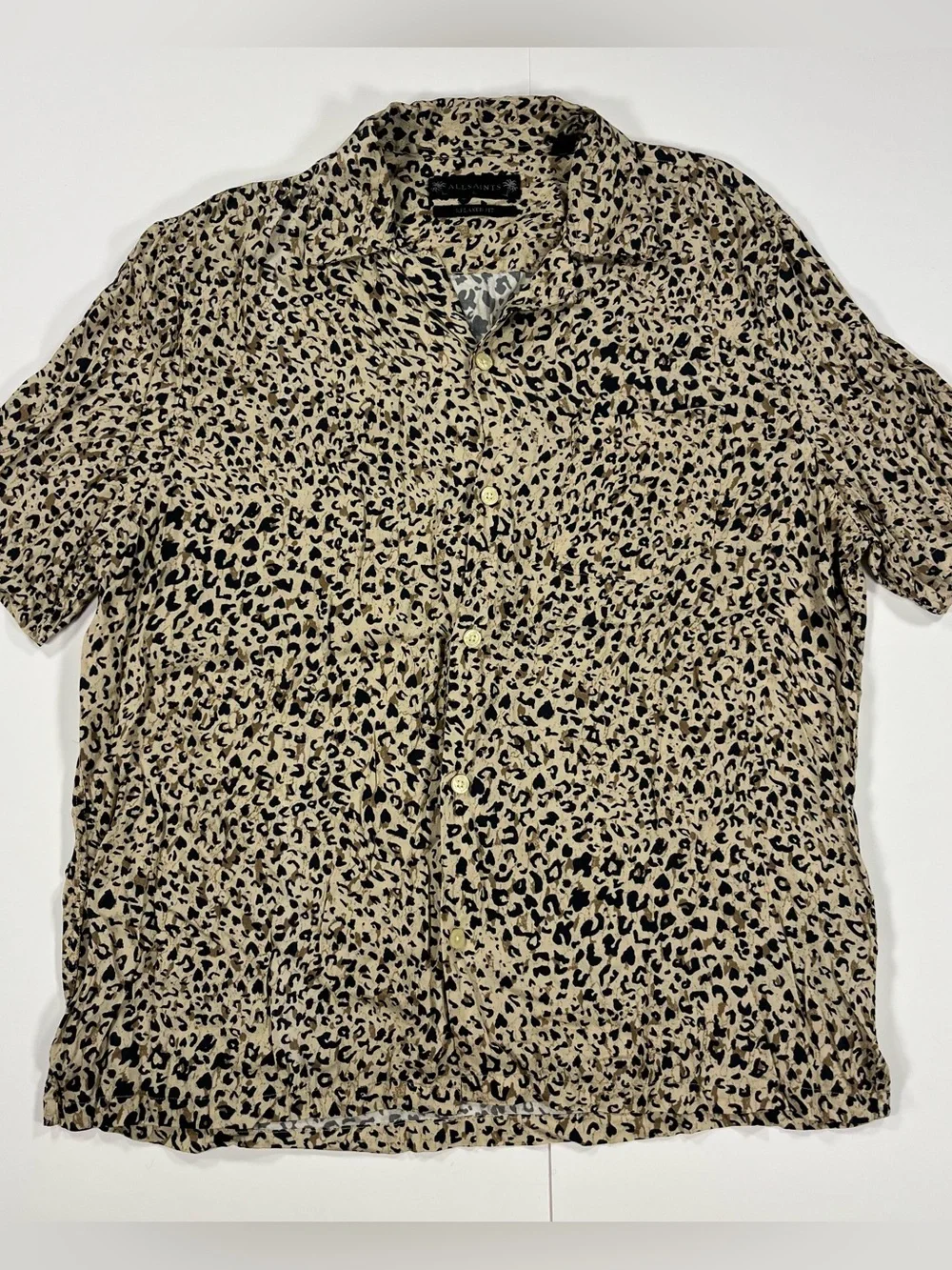 All Saints Leopard Print Button Up Shirt Size Large Relaxed Fit